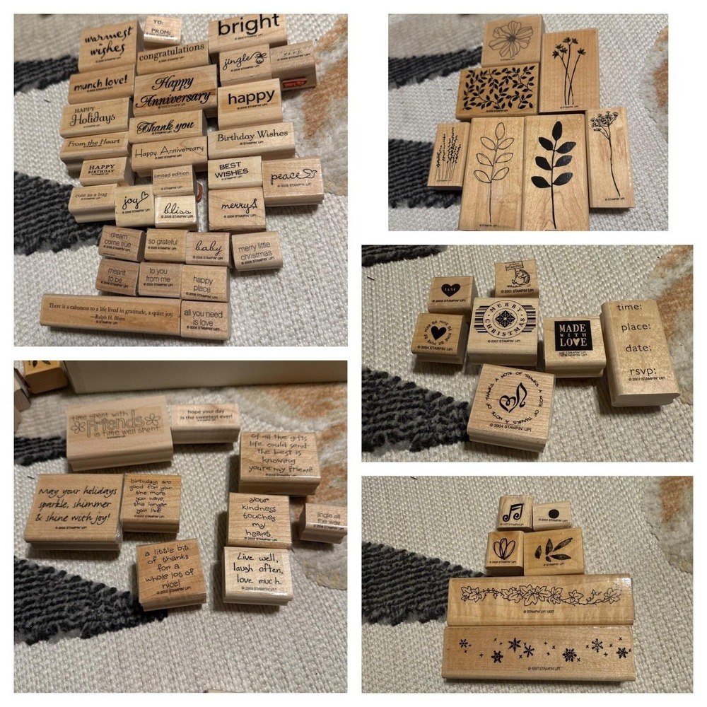Stampin Up Lot of 60 Rubber Stamps 90s Y2K Craft Holiday Card Invitation Vintage